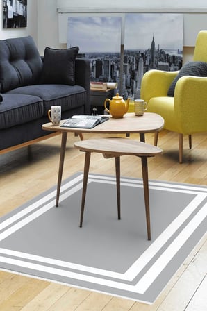 Dijital Baskılı Dikdörtgen Salon Halısı | Kaymaz Yıkanabilir | Keçe Taban | Geometrik | 1696
