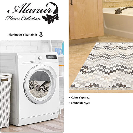 Dekoreko Kaymaz Taban Djt Banyo Halısı Trend Saçaklı Modern 1675