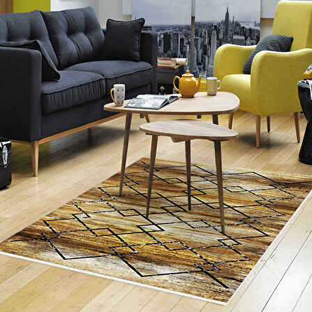 Dekoreko Kaymaz Taban Djt Salon Halısı Yıldız Deri Modern M5006