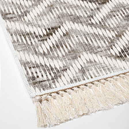 Dekoreko Kaymaz Taban Djt Salon Halısı Trend Saçaklı İskandinav F5124