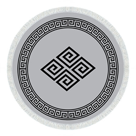 Dekoreko Kaymaz Taban Djt Mutfak Halısı Yıldız Deri Saçaklı Yuvarlak Modern 656M