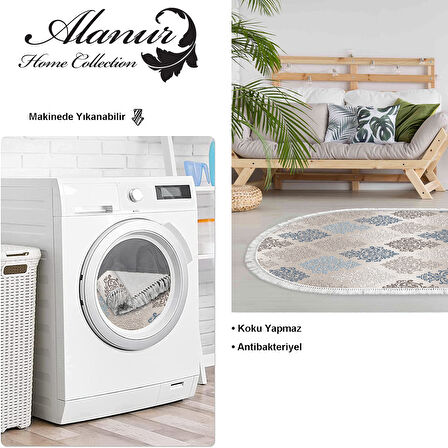 Dekoreko Kaymaz Taban Djt Salon Halısı Trend Saçaklı Oval Modern 674M