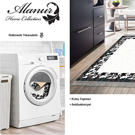 Dekoreko Kaymaz Taban Djt Mutfak Halısı Yıldız Deri Saçaklı Modern 1495