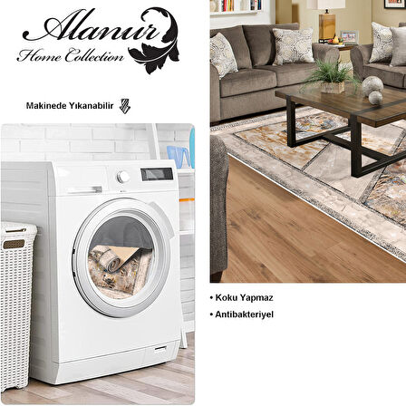 Dekoreko Kaymaz Taban Djt Salon Halısı Yıldız Deri Saçaklı Modern 729