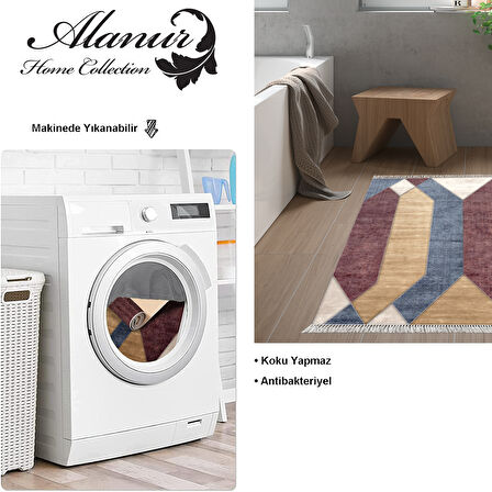 Dekoreko Kaymaz Taban Djt Banyo Halısı Yıldız Deri Saçaklı Modern S6506