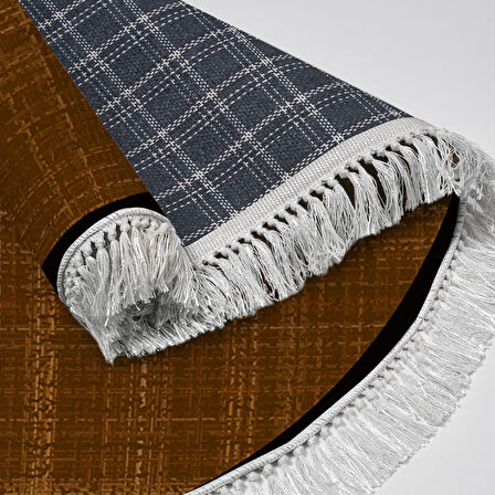 Alanur Home Kaymaz Taban Djt Banyo Mutfak Salon Halı Star Pamuk Saçaklı Yuvarlak Dokuma Desen E5007