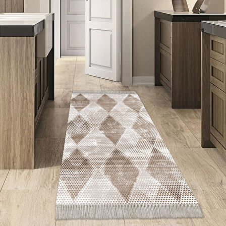 Dekoreko Kaymaz Taban Djt Mutfak Halısı Star Pamuk Saçaklı İskandinav F5131