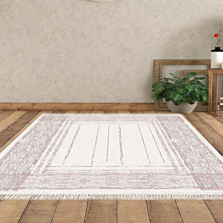 Dekoreko Kaymaz Taban Djt Salon Halısı Trend Saçaklı Modern M5076