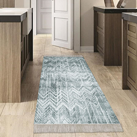 Dekoreko Kaymaz Taban Djt Mutfak Halısı Yıldız Deri Saçaklı İskandinav F5083