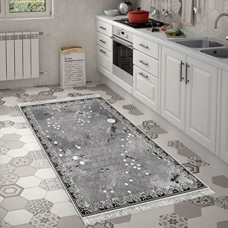 Dekoreko Kaymaz Taban Djt Mutfak Halısı Star Pamuk Saçaklı Modern Mu118