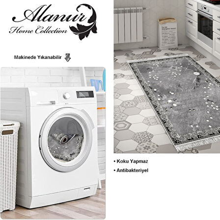 Dekoreko Kaymaz Taban Djt Mutfak Halısı Star Pamuk Saçaklı Modern Mu118