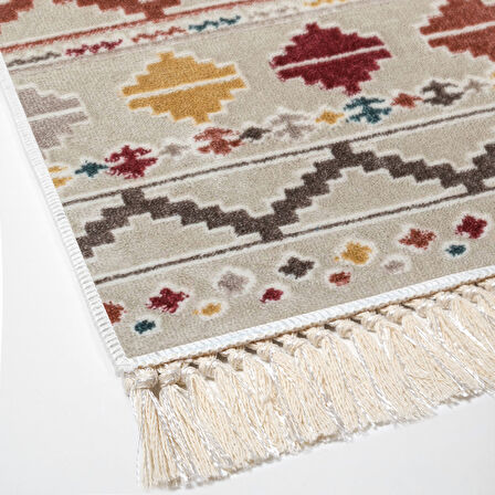 Dekoreko Kaymaz Taban Djt Salon Halısı Star Pamuk Saçaklı İskandinav F5001