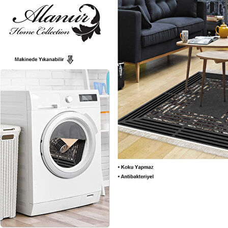 Dekoreko Kaymaz Taban Djt Salon Halısı Yıldız Deri Saçaklı Modern M5132