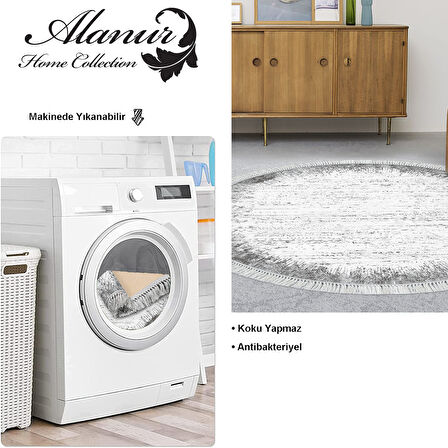 Dekoreko Kaymaz Taban Djt Salon Halısı Yıldız Deri Saçaklı Yuvarlak Modern 1342