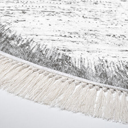 Dekoreko Kaymaz Taban Djt Salon Halısı Yıldız Deri Saçaklı Yuvarlak Modern 1342