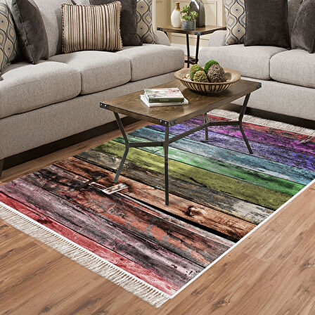 Dekoreko Kaymaz Taban Djt Salon Halısı Yıldız Deri Saçaklı Modern Mu136