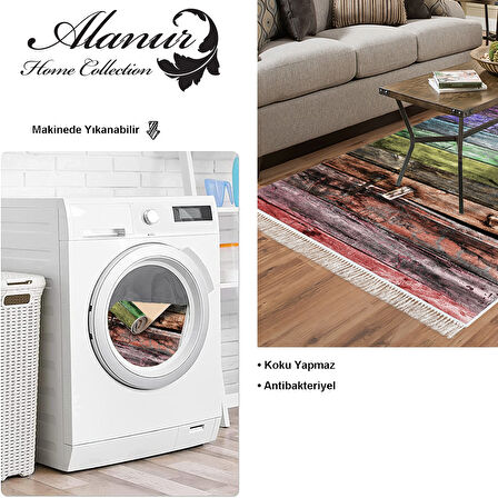 Dekoreko Kaymaz Taban Djt Salon Halısı Yıldız Deri Saçaklı Modern Mu136