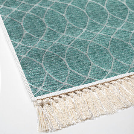 Dekoreko Kaymaz Taban Djt Salon Halısı Yıldız Deri Saçaklı İskandinav F5084