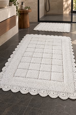Alanur Bodrum Tufting Cotton Pamuklu El Işi Örgülü 2 li Paspas 109