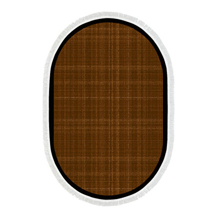 Alanur Home Kaymaz Taban Djt Banyo Mutfak Salon Halı  Trend Saçaklı Oval Dokuma Desen E5007