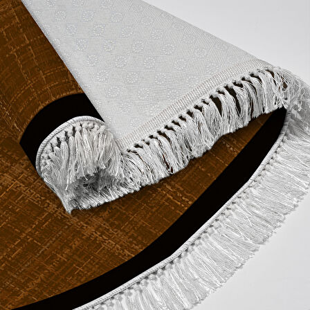 Alanur Home Kaymaz Taban Djt Banyo Mutfak Salon Halı  Trend Saçaklı Oval Dokuma Desen E5007