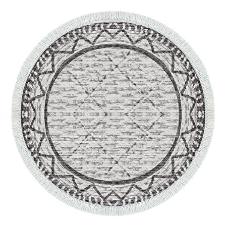 Dekoreko Kaymaz Taban Djt Mutfak Halısı Trend Saçaklı Yuvarlak İskandinav F5081