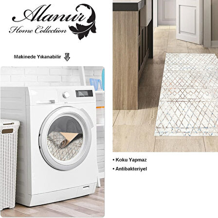 Dekoreko Kaymaz Taban Djt Mutfak Halısı Yıldız Deri İskandinav F5079