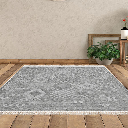 Dekoreko Kaymaz Taban Djt Salon Halısı Trend Saçaklı İskandinav F5137