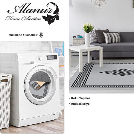 Dekoreko Kaymaz Taban Djt Salon Halısı Yıldız Deri Saçaklı Modern 656M