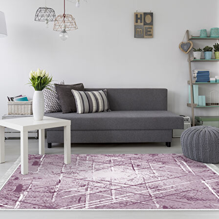 Dekoreko Kaymaz Taban Djt Salon Halısı Yıldız Deri Saçaklı Modern M5003