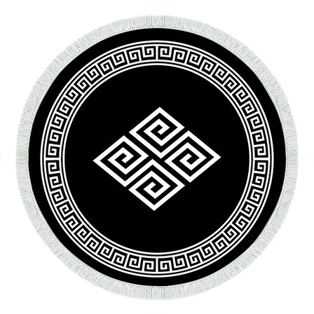 Dekoreko Kaymaz Taban Djt Salon Halısı Yıldız Deri Saçaklı Yuvarlak Modern 656M