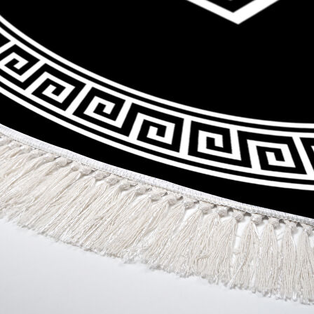 Dekoreko Kaymaz Taban Djt Salon Halısı Yıldız Deri Saçaklı Yuvarlak Modern 656M