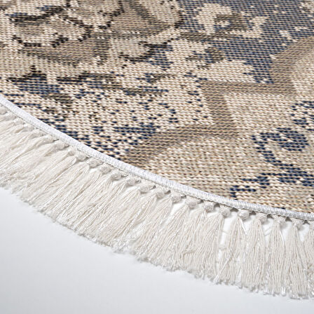 Dekoreko Kaymaz Taban Djt Banyo Halısı Trend Saçaklı Oval Modern 1903M