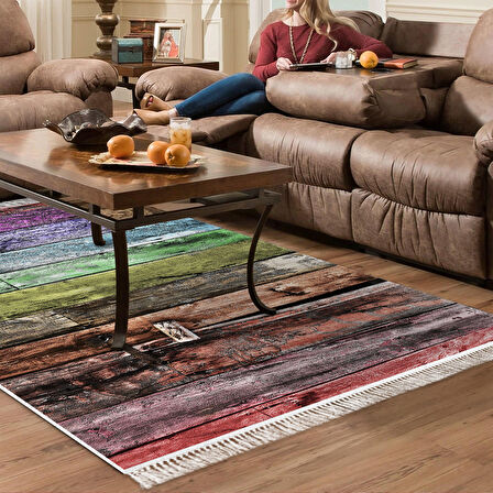 Dekoreko Kaymaz Taban Djt Salon Halısı Trend Saçaklı Modern Mu136