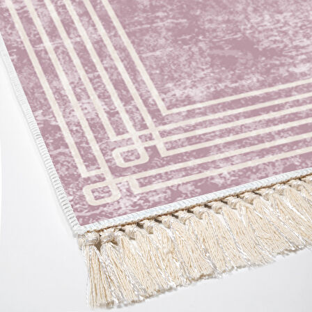 Dekoreko Kaymaz Taban Djt Salon Halısı Yıldız Deri Saçaklı Modern M5142