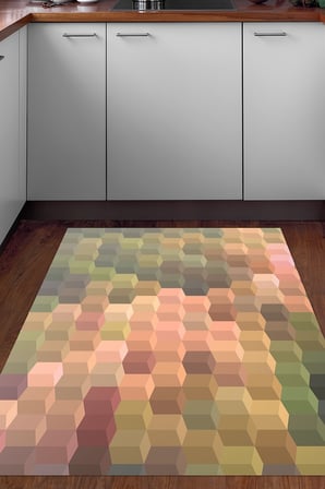 Kaymaz Dijital Mutfak & Salon Halı Star Pamuk Geometrik E5014