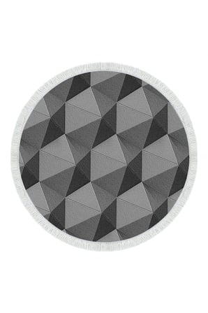 Kaymaz Dijital Mutfak & Salon Halı Trend Saçaklı Yuvarlak Geometrik E5010