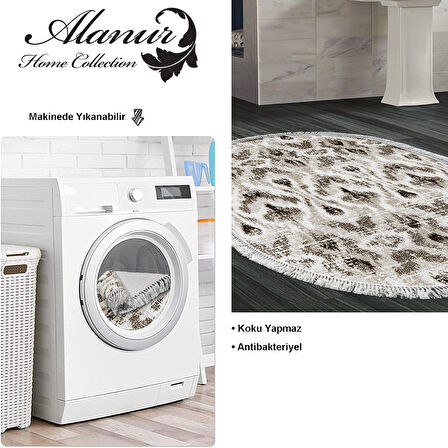 Dekoreko Kaymaz Taban Djt Banyo Halısı Trend Saçaklı Oval İskandinav F5136