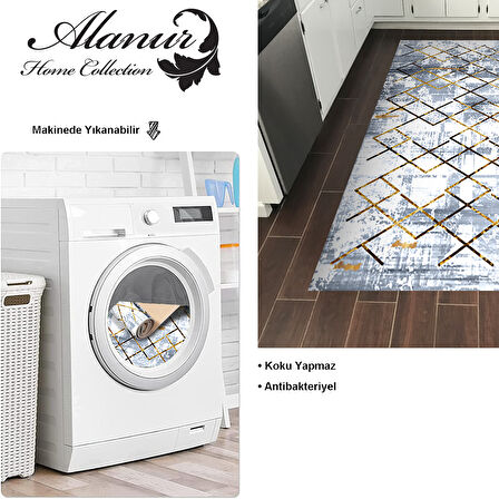 Dekoreko Kaymaz Taban Djt Mutfak Halısı Yıldız Deri Modern M5026