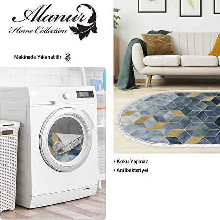 Dekoreko Kaymaz Taban Djt Salon Halısı Trend Saçaklı Oval İskandinav 2146M