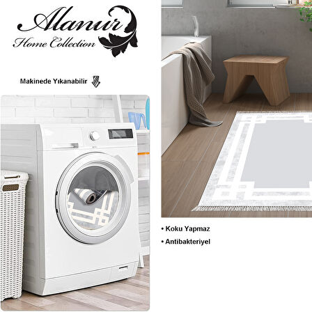 Dekoreko Kaymaz Taban Djt Banyo Halısı Star Pamuk Saçaklı Modern 657M