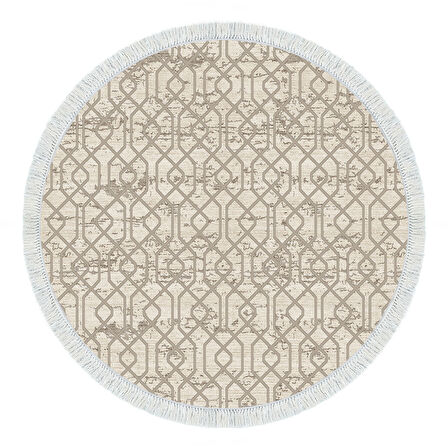 Dekoreko Kaymaz Taban Djt Mutfak Halısı Trend Saçaklı Yuvarlak Modern 757