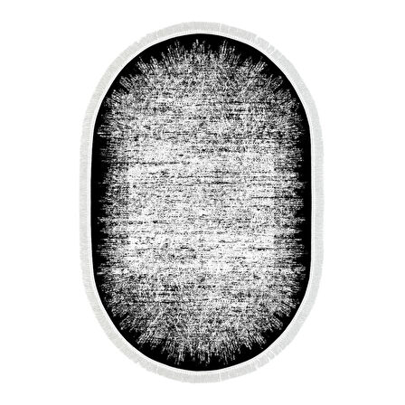 Dekoreko Kaymaz Taban Djt Salon Halısı Trend Saçaklı Oval Modern 1342