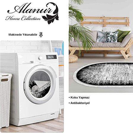 Dekoreko Kaymaz Taban Djt Salon Halısı Trend Saçaklı Oval Modern 1342