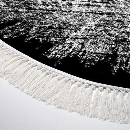 Dekoreko Kaymaz Taban Djt Salon Halısı Trend Saçaklı Oval Modern 1342