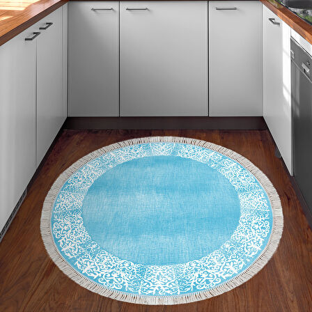 Dekoreko Kaymaz Taban Djt Mutfak Halısı Trend Saçaklı Yuvarlak Modern 1460