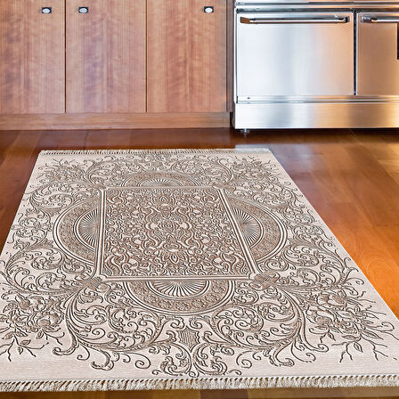 Dekoreko Kaymaz Taban Djt Mutfak Halısı Yıldız Deri Saçaklı Modern 1488