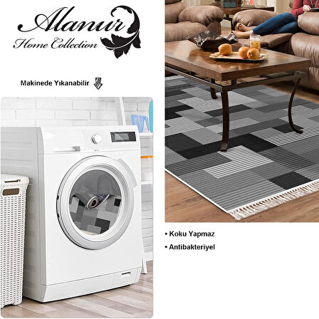 Dekoreko Kaymaz Taban Djt Salon Halısı Star Pamuk Saçaklı Modern Mu113