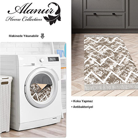 Dekoreko Kaymaz Taban Djt Mutfak Halısı Yıldız Deri Saçaklı İskandinav F5128