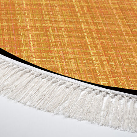 Alanur Home Kaymaz Taban Djt Banyo Mutfak Salon Halı Star Pamuk Saçaklı Yuvarlak Dokuma Desen E5007